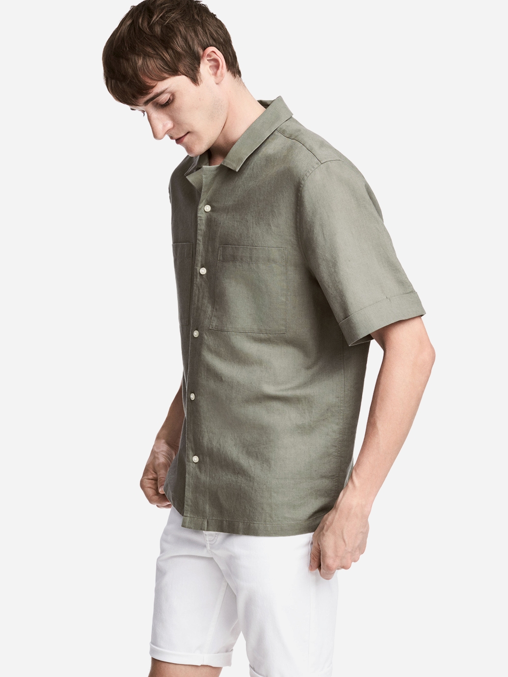 

Рубашка H&M 0474654_01  Хаки, Рубашка H&M 0474654_01 S Хаки