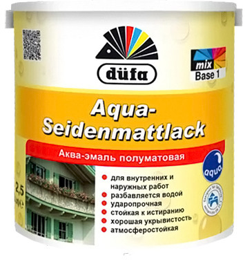

Акваэмаль Dufa Aqua-Seidenmattlack Полуматовая 2.5 л Белая (701299)