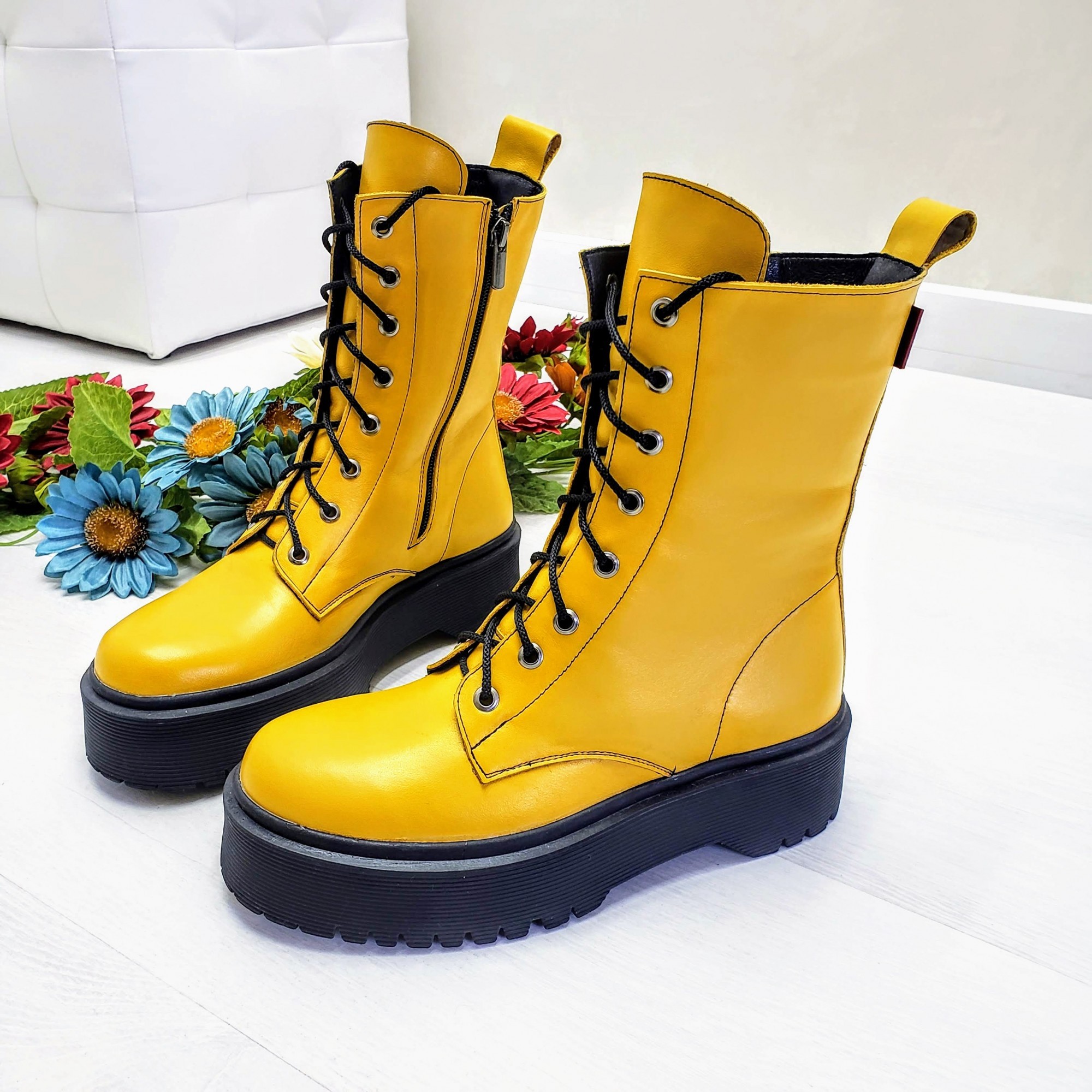 

Кожаные ботинки PADUCHINI WOODSTOCK 37 24см. Желтые
