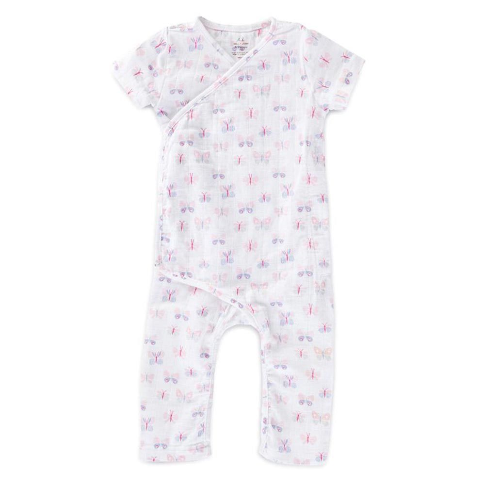

Ползунки с коротким рукавом Aden&Anais 9-12 мес(80 см). Бело - розовый (246205G-6306-6407-6508)