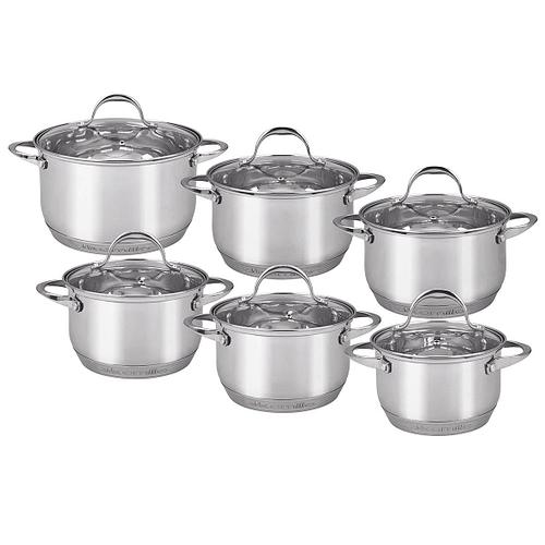 

Набор кастрюль Kamille из нерж. стали, 7-слойное дно 12 предметов MKM-4704S