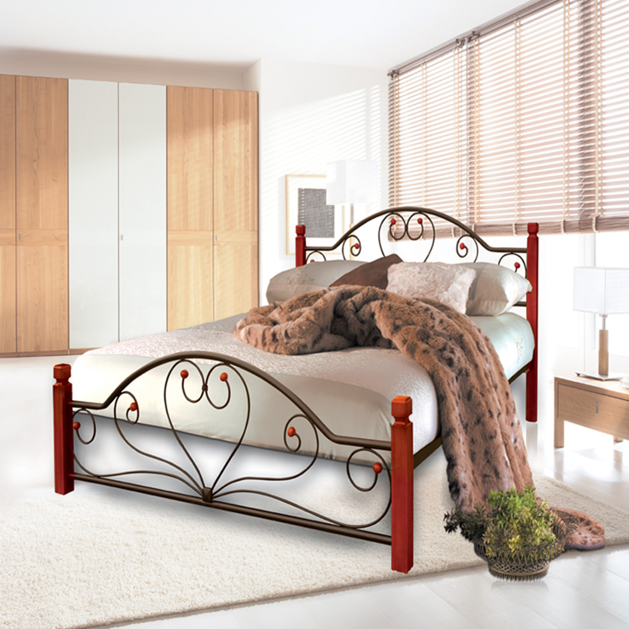 

Кровать металлическая двуспальная Металл-дизайн Джоконда на деревянных ножках 1400х2000