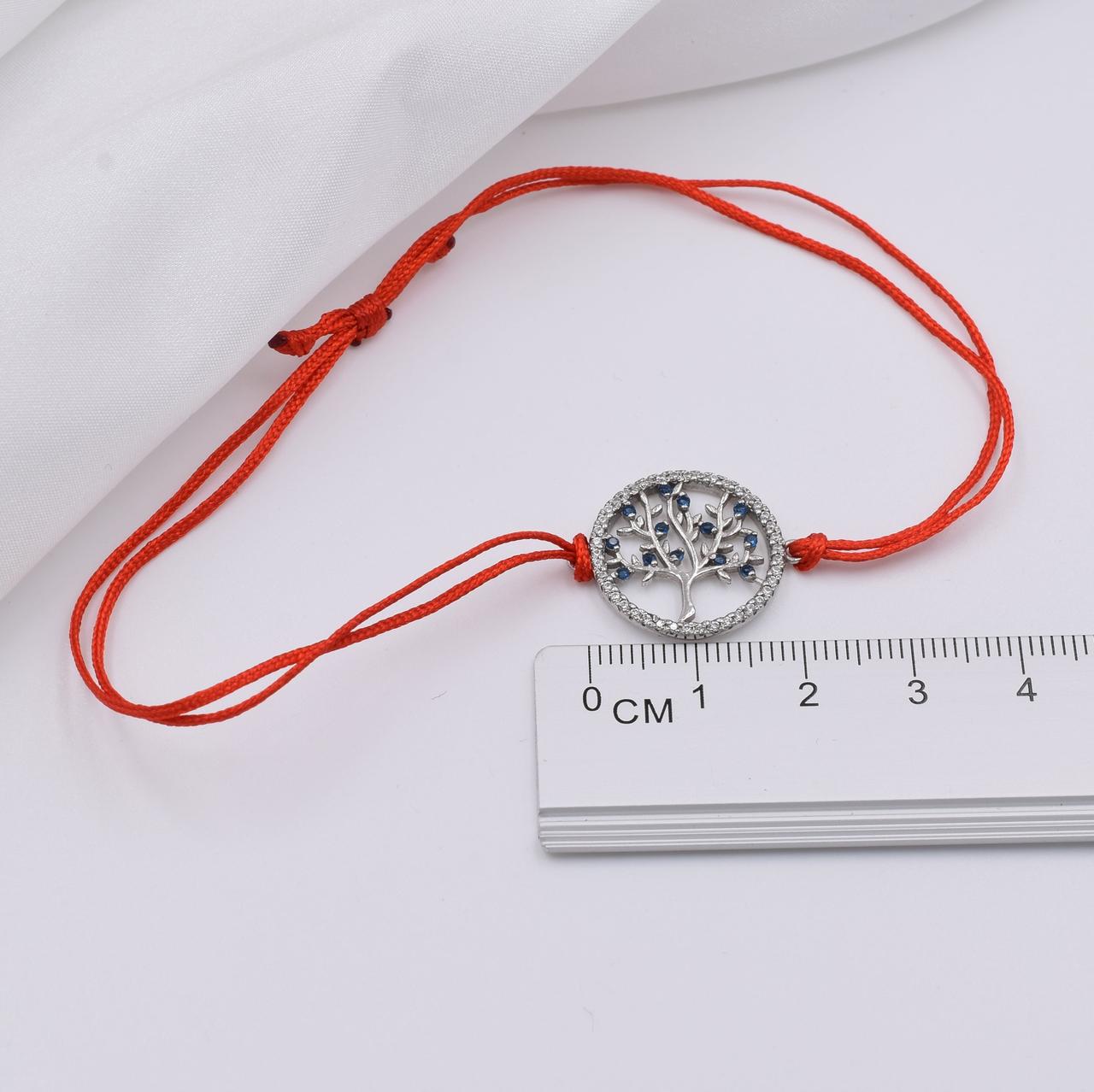 

Серебряный оберег Древо жизни ширина 18 мм вставка синие фианиты 12