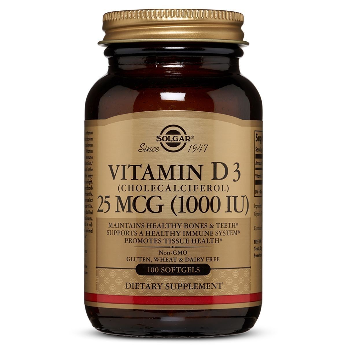 

Витамины Solgar Vitamin D3 Cholecalciferol 25 мкг 1000 IU 100 капсул