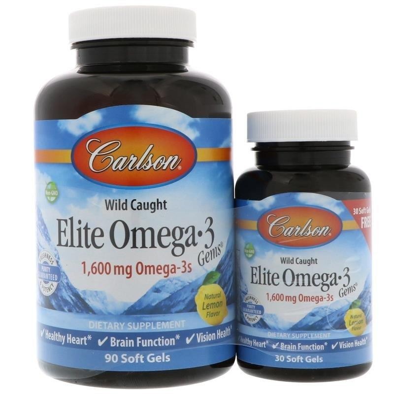

Омега Carlson Labs Elite Omega-3 1600 мг 90 + 30 капсул