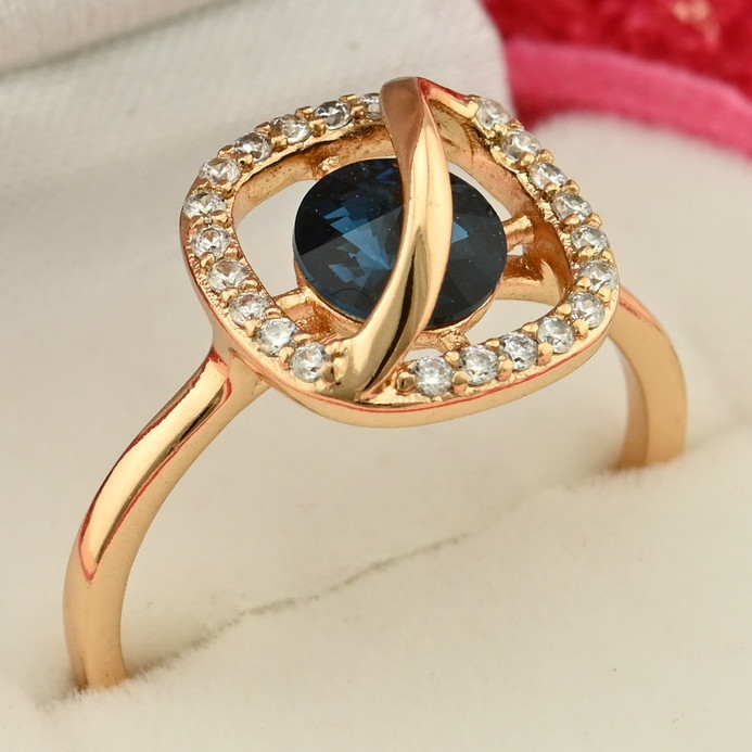 

Кольцо Xuping с кристаллами Swarovski 83221 ширина 11 мм джинсовый синий позолота 18К17