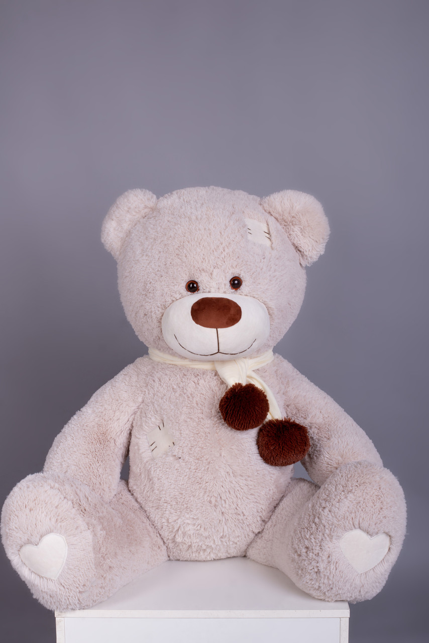 

Мишка с латками плюшевый Yarokuz Джозеф 140 см Марципан