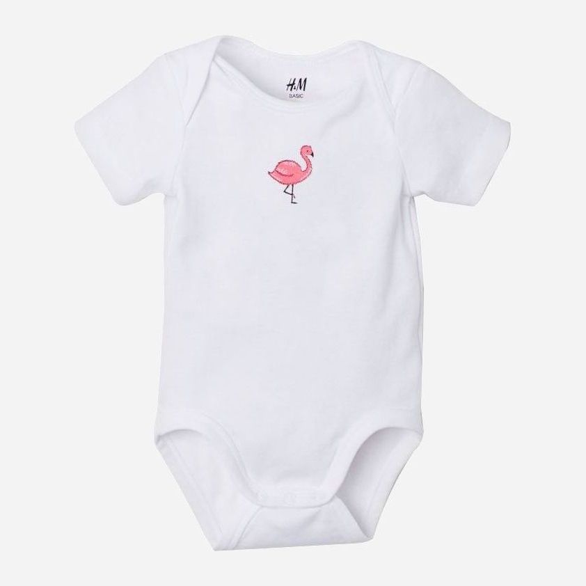 

Боди-футболка H&M 0634036 74 см Белая Фламинго