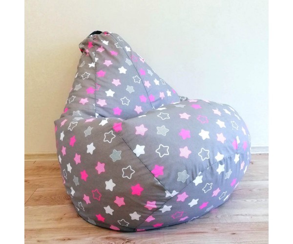 

Кресло-груша Уют Спорт хлопок розовый "Звездочка" XL 125x90 (541)