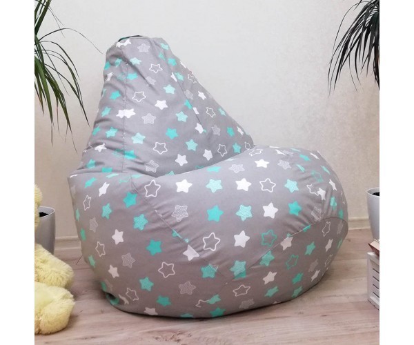 

Кресло-груша Уют Спорт хлопок бирюзовый "Звездочка" XL 125x90 (539)