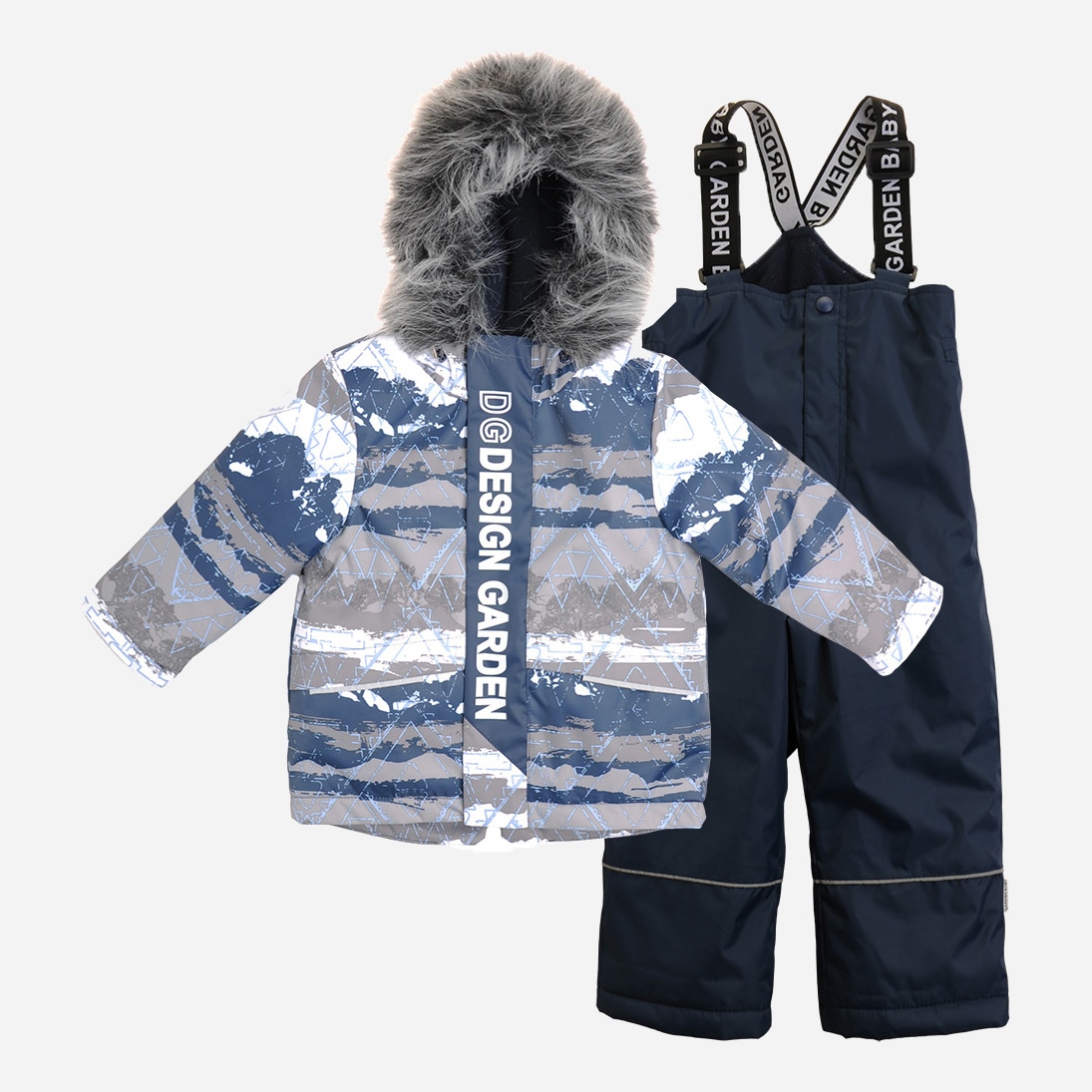 

Зимний комплект (куртка + полукомбинезон) Garden Baby 102022-63/32 104 см Серо-синяя абстракция/Синий