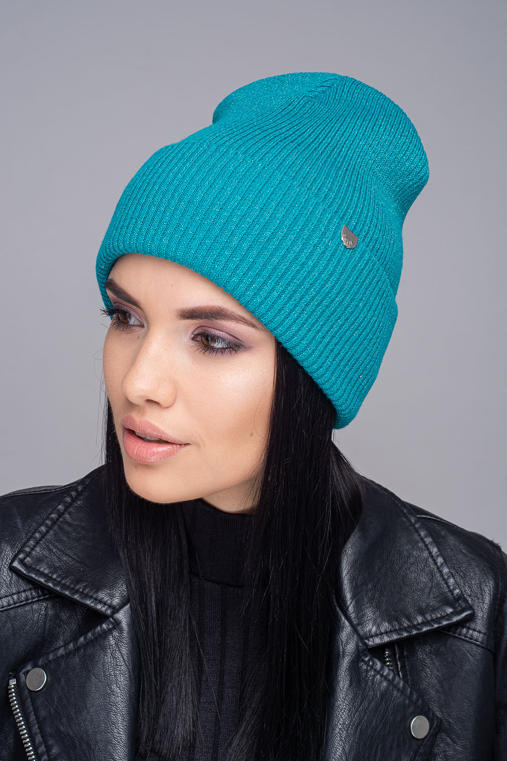 

Женская шапка колпак Брейк цвет бирюзовый