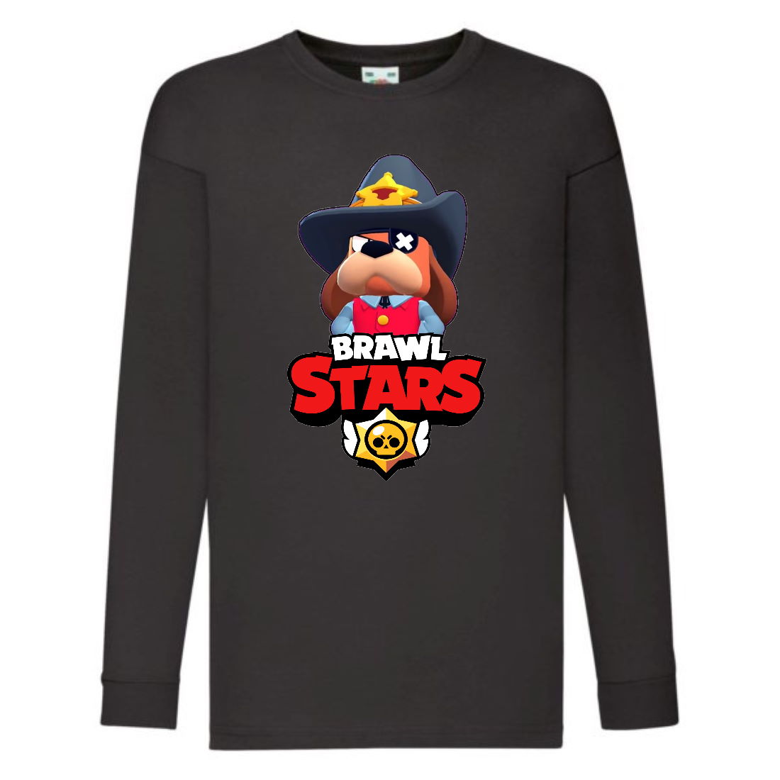 

Лонгслив реглан Brawl Stars Colonel Ruffs Sheriff (Бравл Старс Генерал Гавс Шериф) черная (BRST blc) 164 см