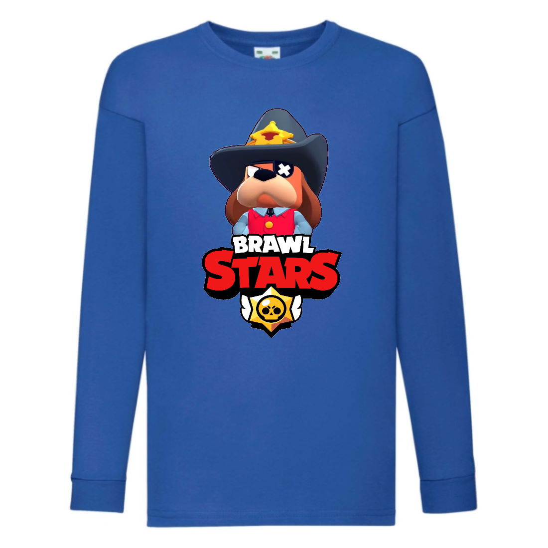 

Лонгслив реглан Brawl Stars Colonel Ruffs Sheriff (Бравл Старс Генерал Гавс Шериф) синяя (BRST blu) 104 см