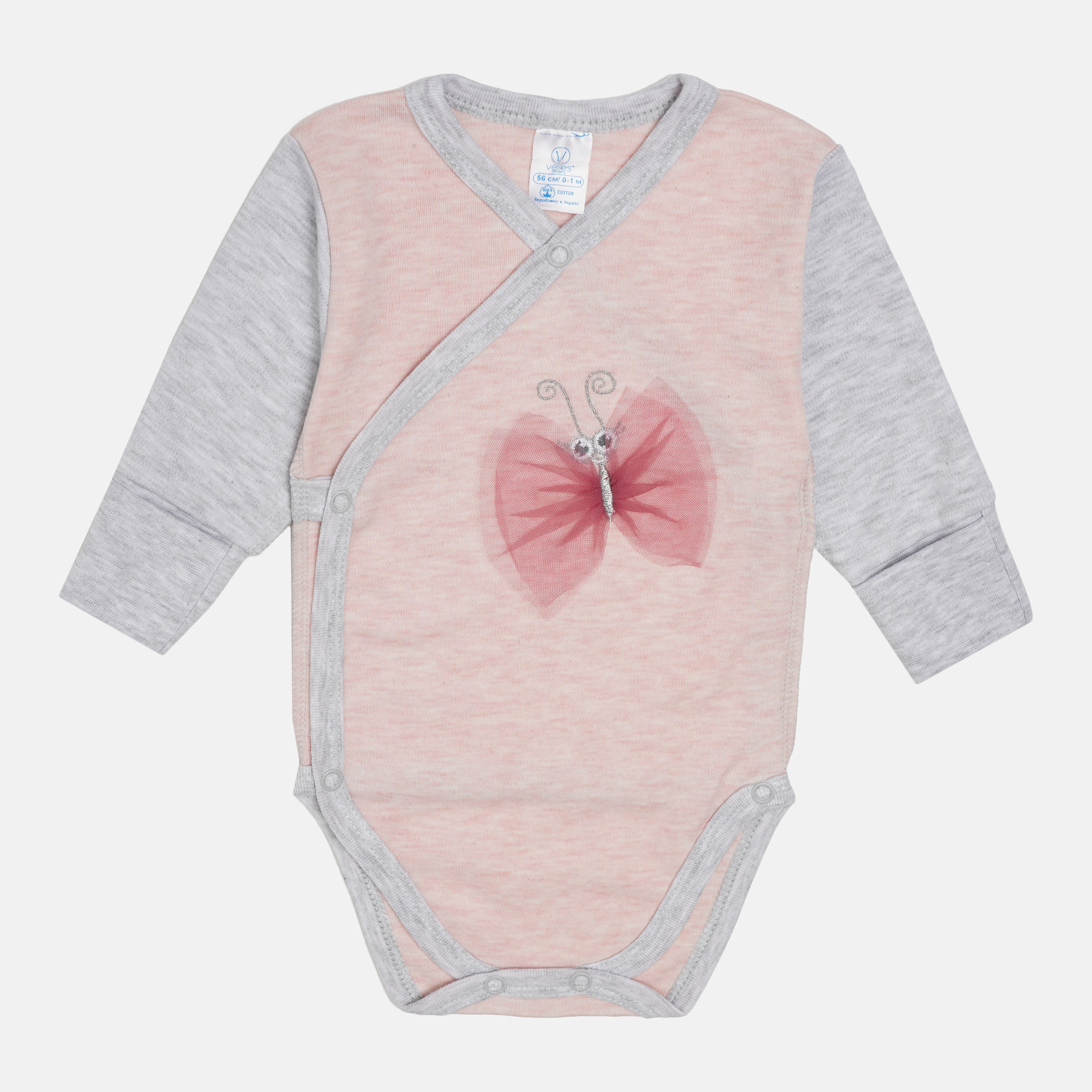 

Боди Baby Veres Bugs pink 102-2.91-1 62 см Розовое с серым