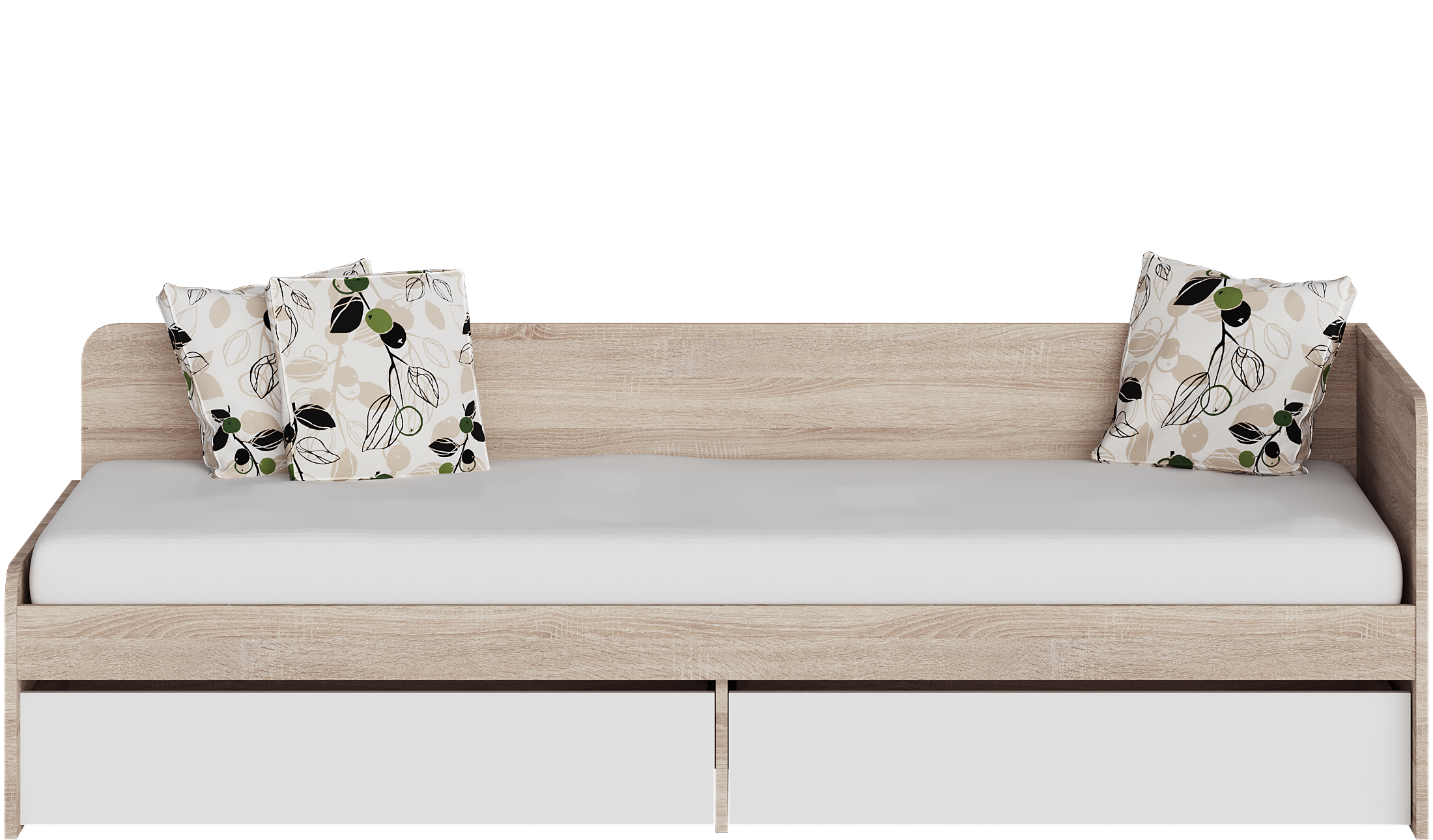 

Кровать Соната 800 с ящиками Omni Home Комби Сонома Белый + матрас 194х84х61 см