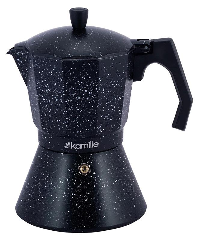 

Кофеварка гейзерная Kamille Coffee Maker Andel Black 450 мл на 9 чашек алюминиевая с бакелитовой ручкой (KM-2513MR)