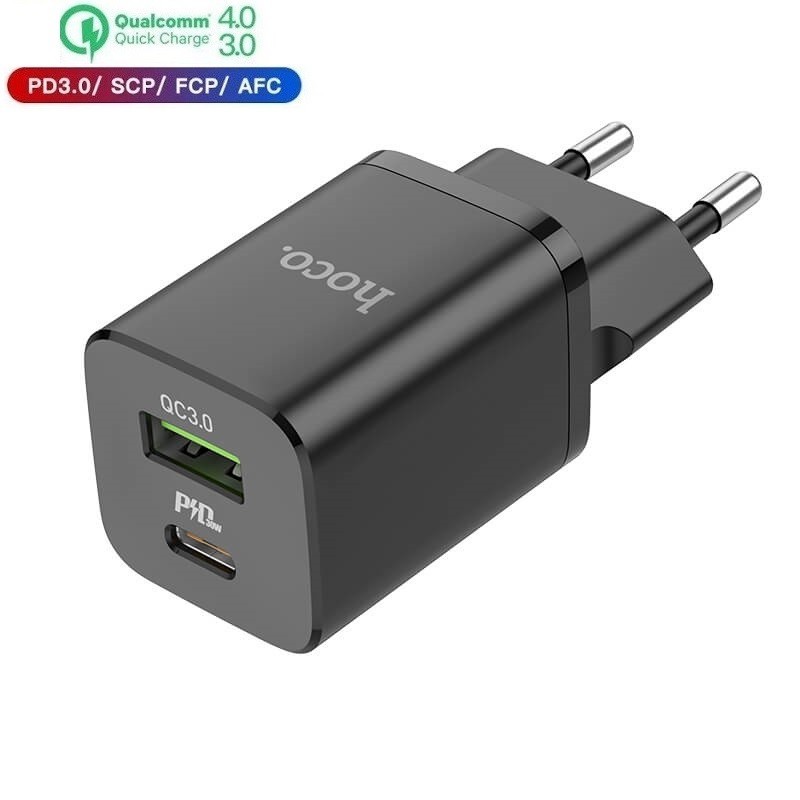 

Зарядное устройство Hoco 30W Quick Charge для iPad|iPhone|Samsung|Xiaomi|Huawei black