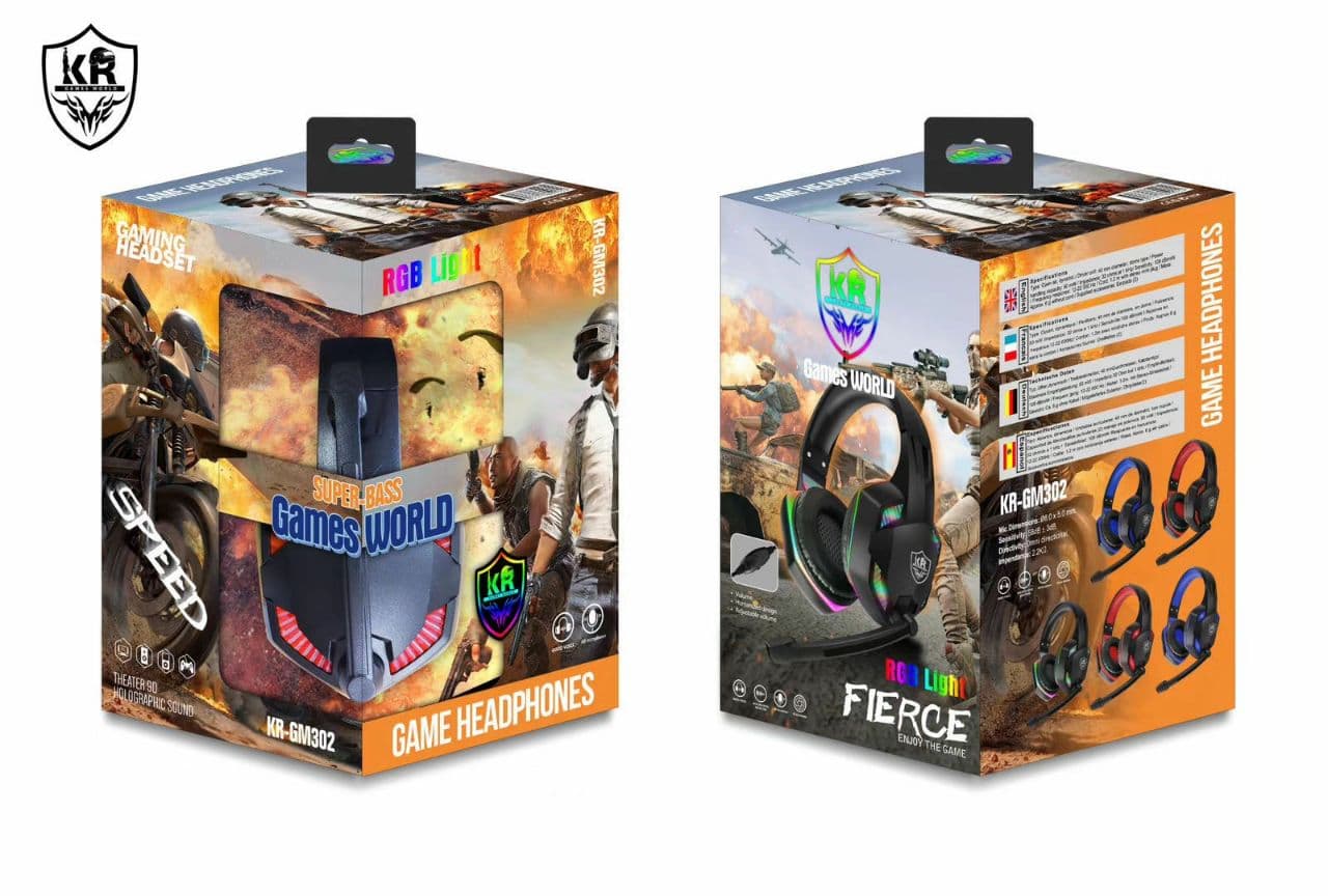 

Игровые наушники Gaming Headset KR-GM302 RGB. Проводная игровая гарнитура с микрофоном и подсветкой