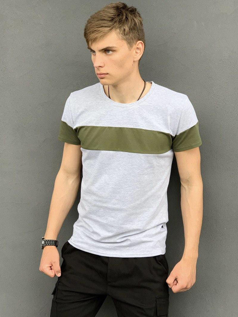 

Футболка IBR Color Stripe 1589370795 M Серая с хаки