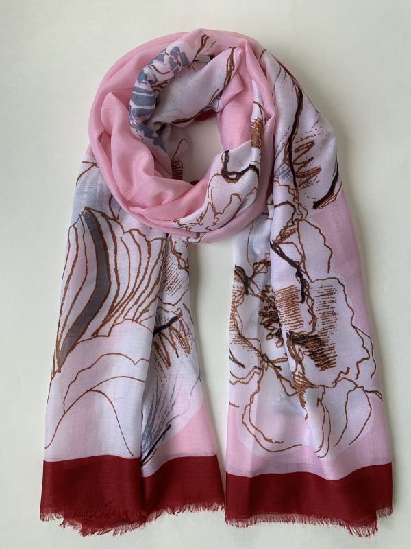 

Шарф вискозный цветы Fashion Scarves FS001 розовый