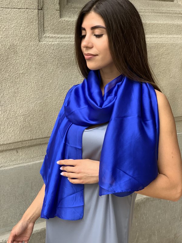

Шарф шелковый однотонный Fashion Scarves FS008 синий