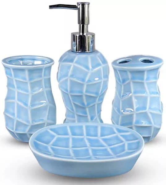 

Набор для ванной комнаты Набор аксессуаров для ванной комнаты керамический, классика однотон синий (AN001133)