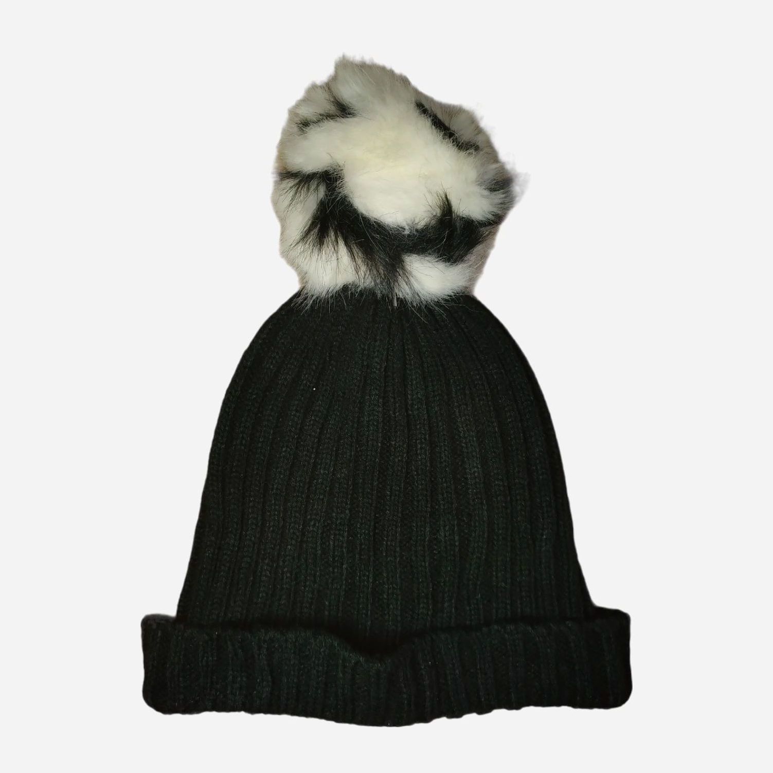 Акція на Дитяча зимова шапка-біні в'язана з помпоном для дівчинки H&M 0-1422 60 см Чорна від Rozetka