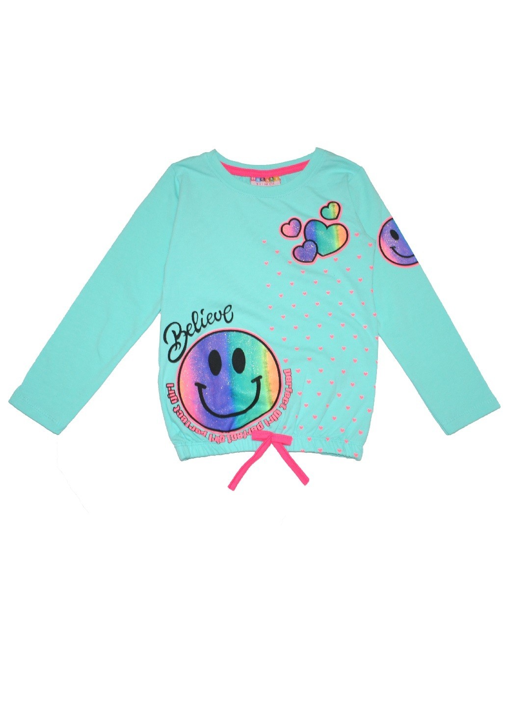 

Реглан Hacali для девочки с принтом смайлик и сердечки 6 лет голубой 116см (RL-23-05)