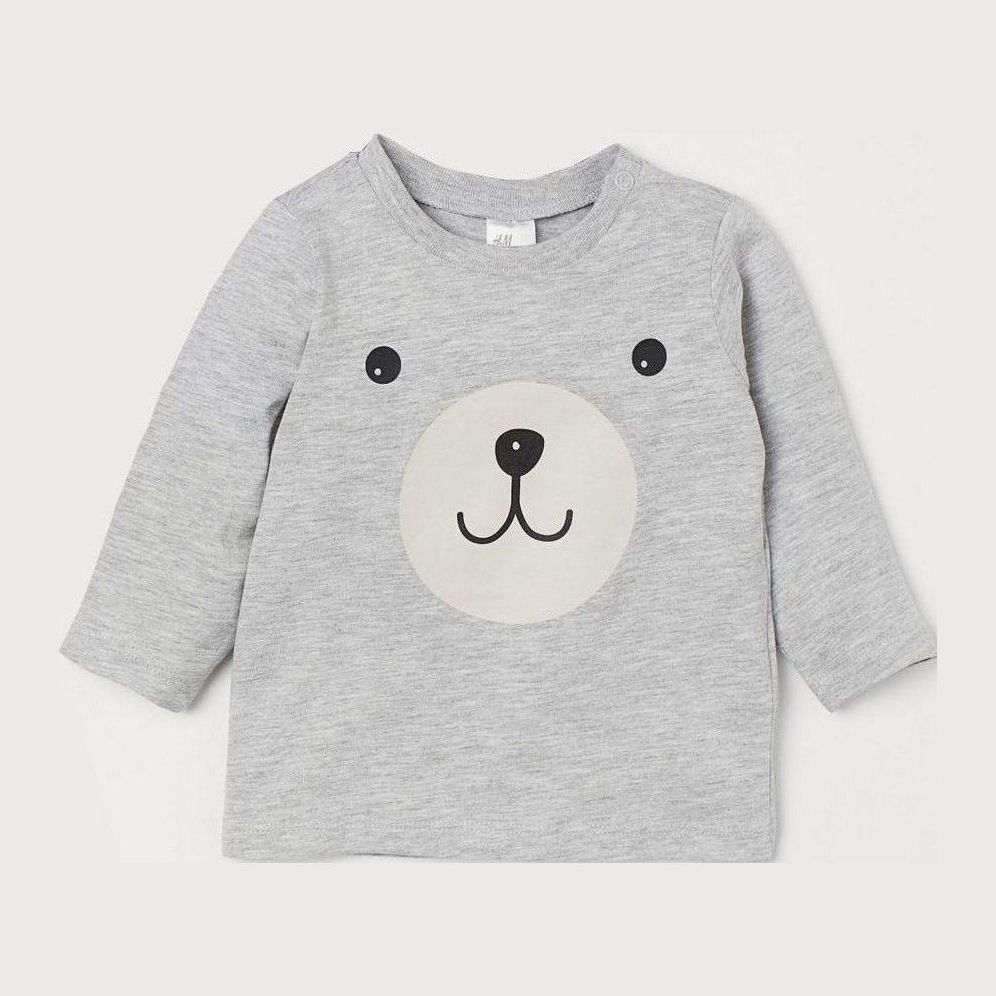 

Футболка с длинными рукавами H&M 743907 68 см Светло-серая