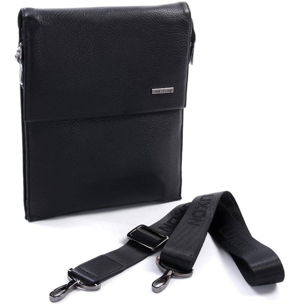 

Сумка мужская кожаная повседневная через плечо черная Luxon (5373-3 black)