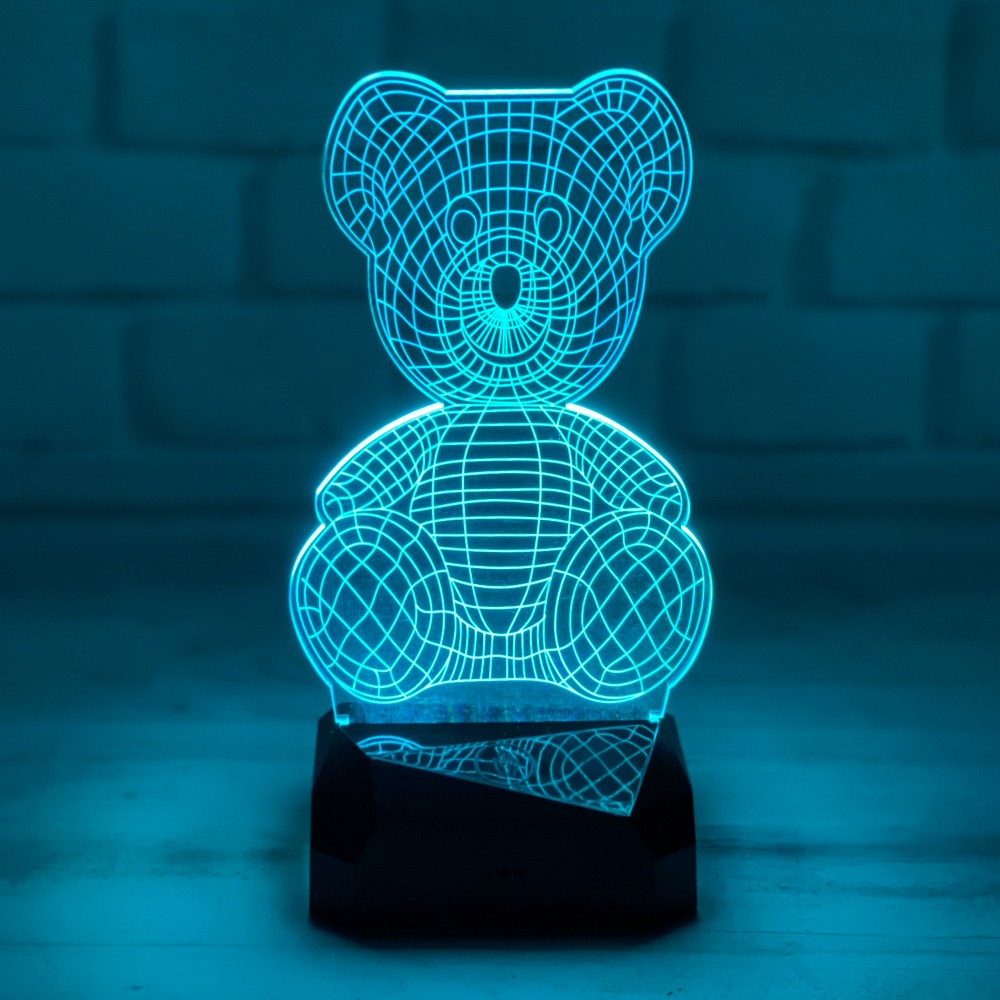 

3D светильник с пультом и аккумулятором 3D Lamp Мишка (LР-33872)