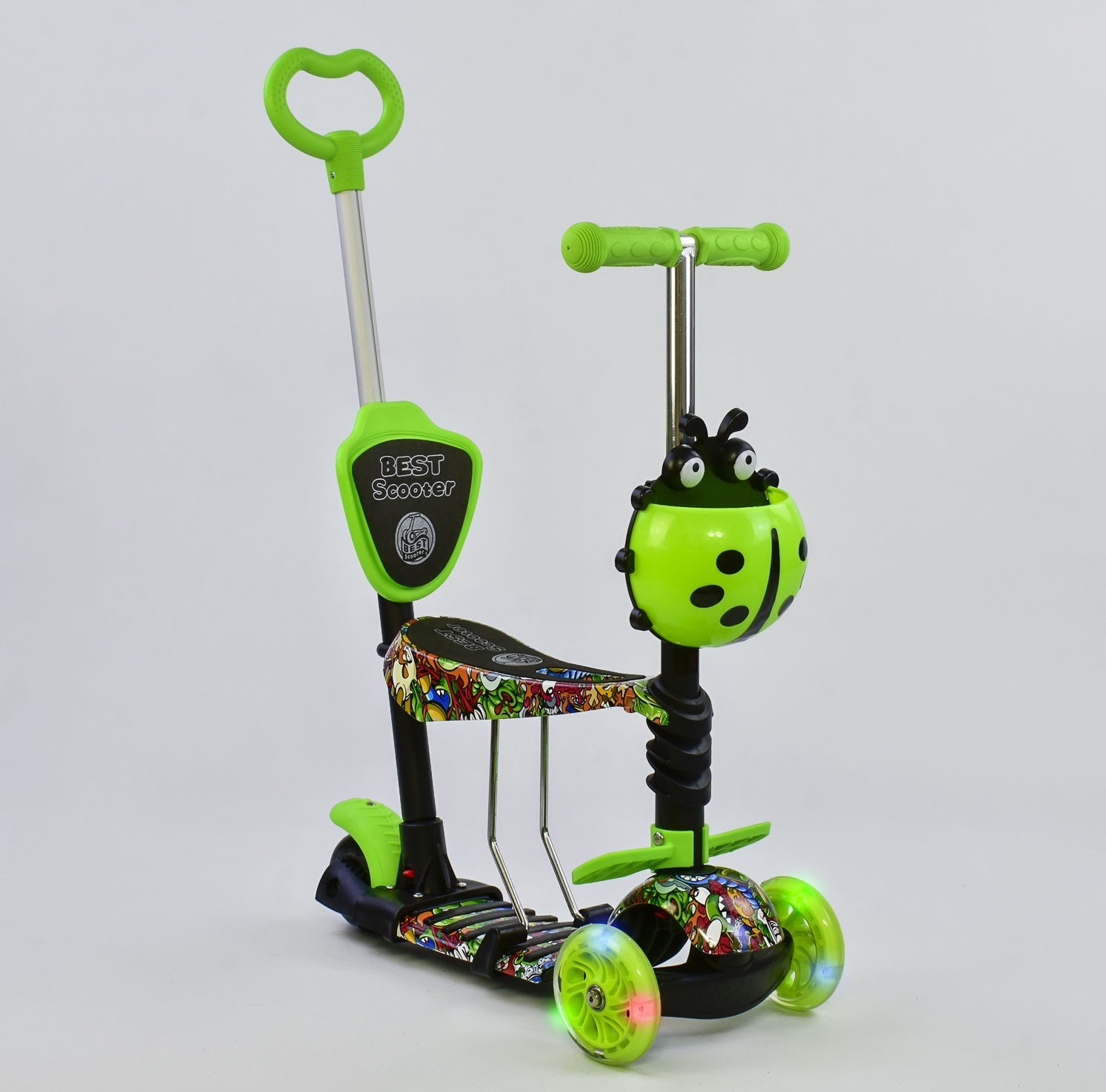 

Самокат 5 в 1 Best Scooter 97630 Green/Graffiti (97630)