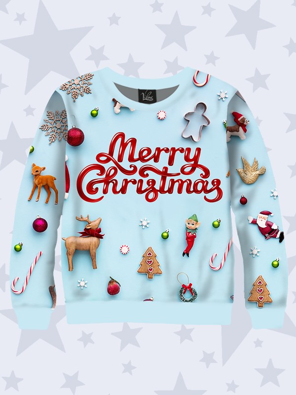 

Детский свитшот для девочки Vilno, MERRY CHRISTMAS ИГРУШКИ рост 134-140 (vil-7752)