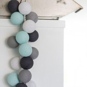 

Хлопковая гирлянда Aqua-Grey 10 шариков в ряд 2,58 м