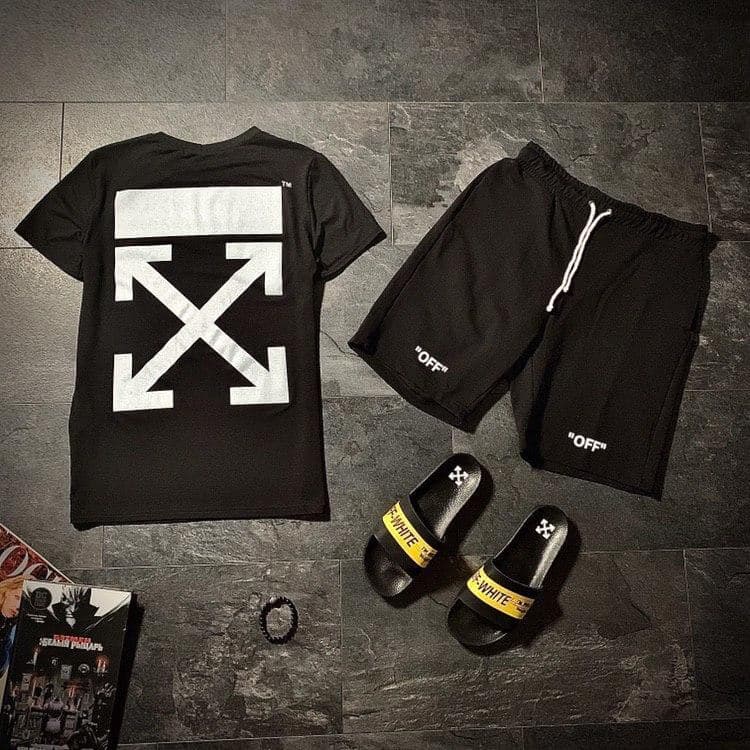 

Мужской спортивный костюм с шортами и тапочками Off-White FD4878 рXL черный