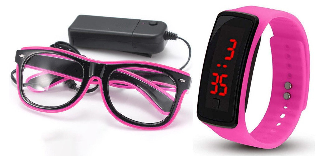 

Очки NEON прозрачные El Neon pink + часы
