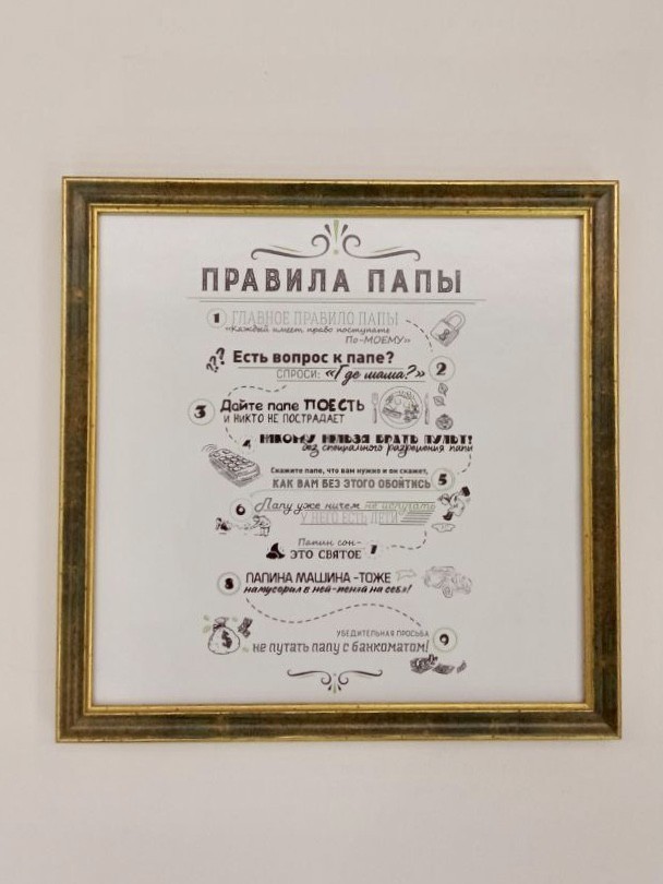 

Постер папе "Правила папы" в раме 275х275мм Frames Posters Décor
