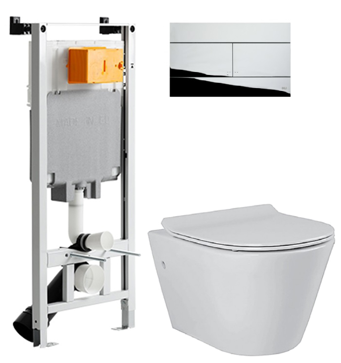 

Инсталляция OLI 80 SanitarBlock с панелью смыва Slim хром + унитаз PRIMERA Topic 8320020 с сиденьем Soft Close дюропласт
