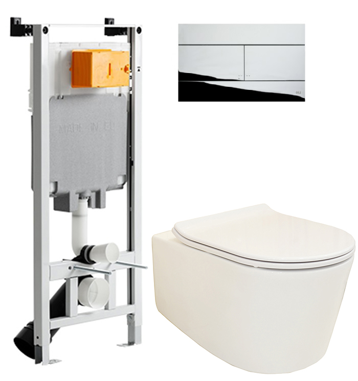 

Инсталляция OLI 80 SanitarBlock с панелью смыва Slim хром + унитаз PRIMERA Grand 8320022 с сиденьем Soft Close дюропласт