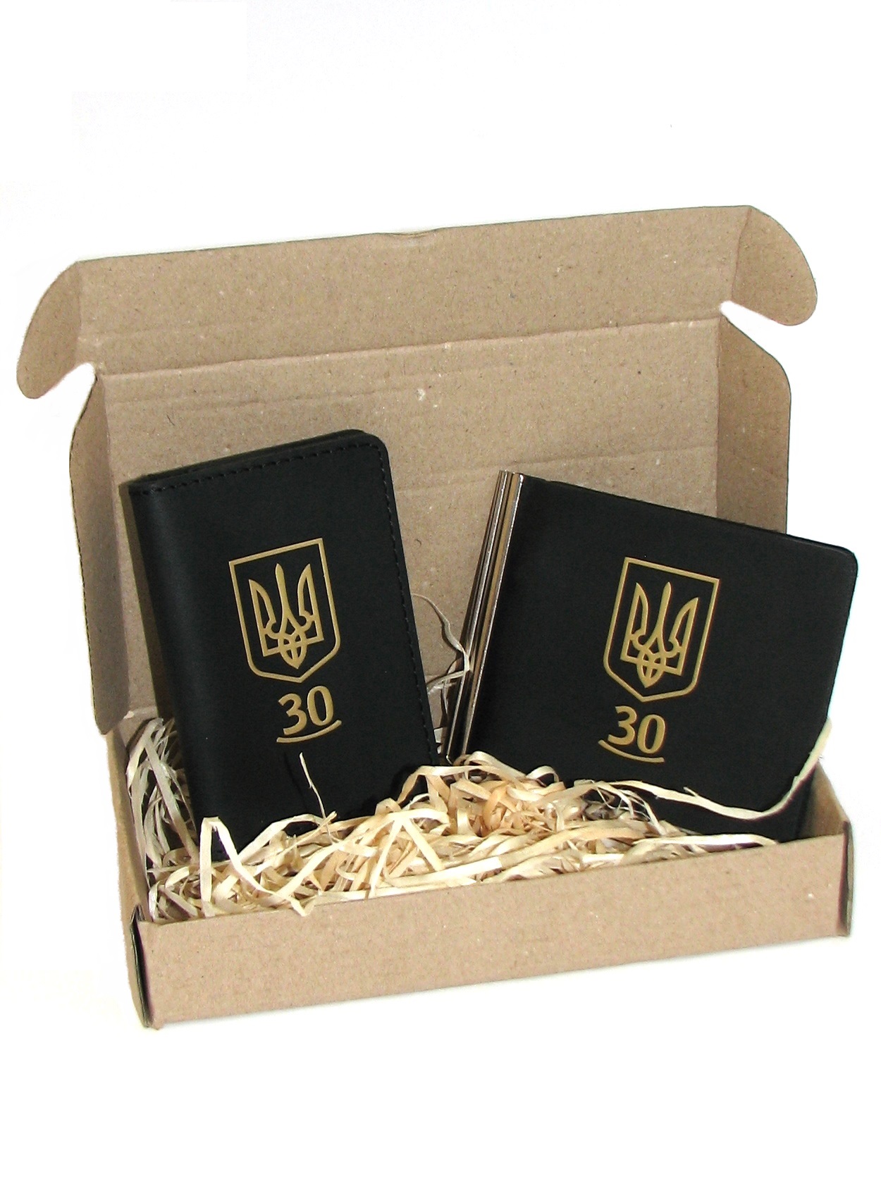 

Подарочный набор черный DNK Leather (Зажим для денег + Мини-обложка для документов) Украина 30 лет
