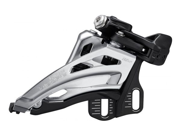 

Перемикач передній SHIMANO DEORE FD-M4100-E, 2X10, SIDE SWING, FRONT-PULL, E-TYPE (W/O BBPLATE), CS-ANGLE:64-69, TOP GEAR:38T, CL:48.8/51.8MM
