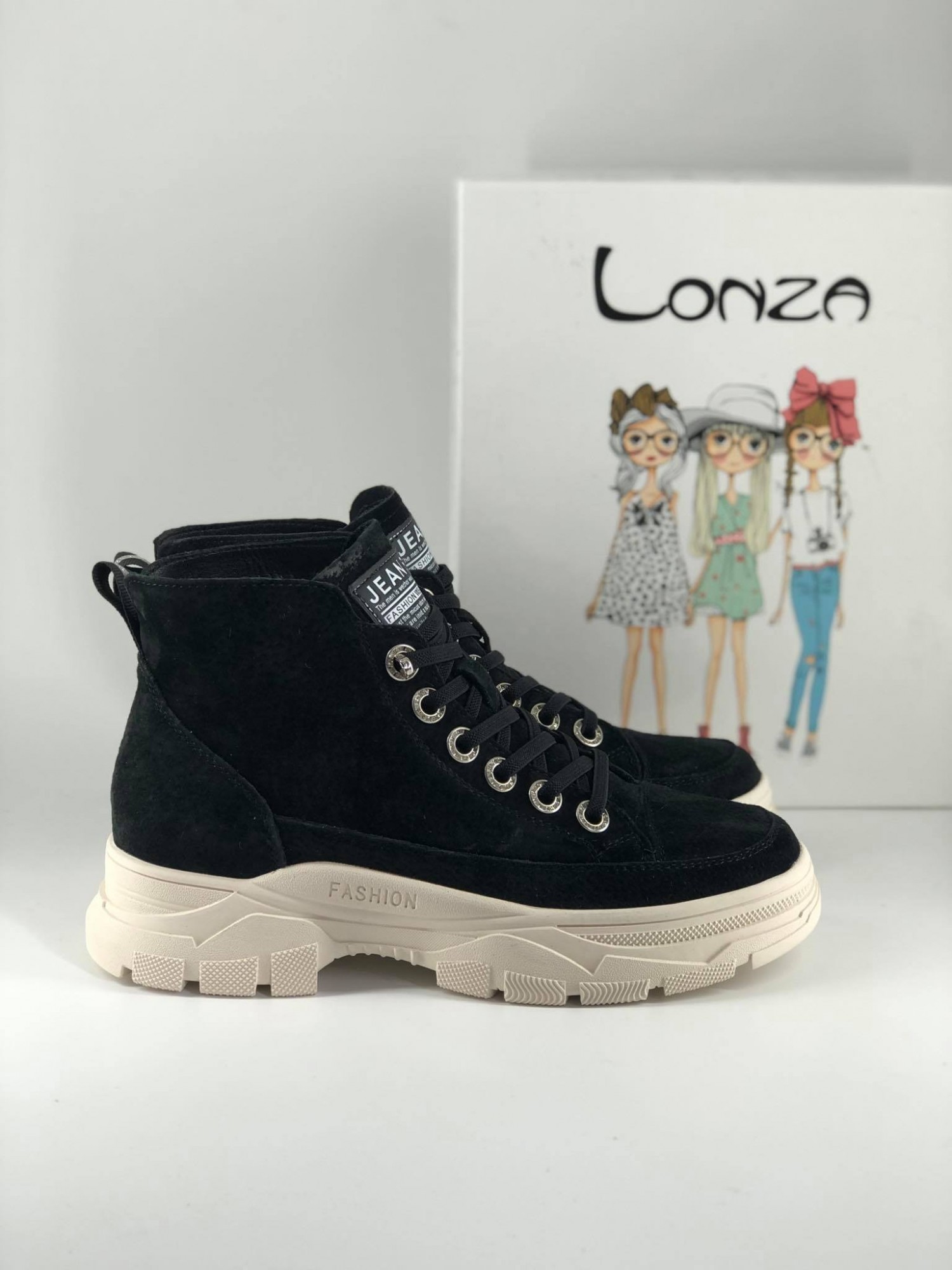 

Женские ботинки Lonza 99576 замша 37 р. 24 см. черные