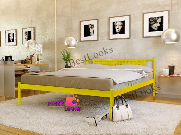 

Кровать металлическая двуспальная 180х200 Метакам Флай New-1 Желтый