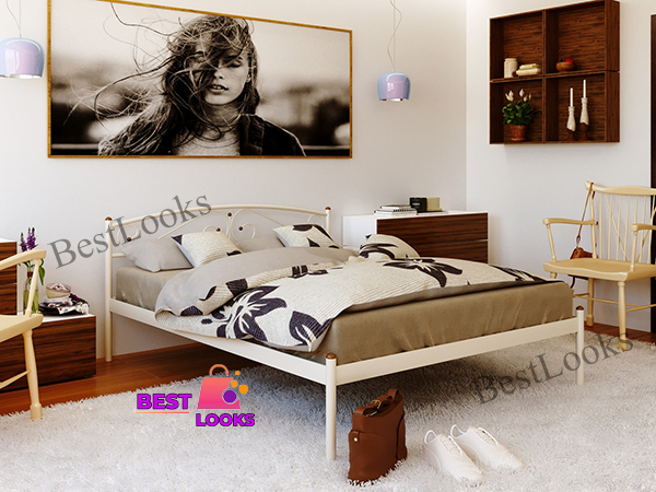 

Кровать металлическая полуторная 120х200 Метакам Верона-1 Бежевый