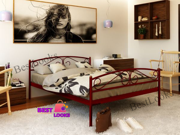 

Кровать металлическая полуторная 140х200 Метакам Верона-2 Красный лак