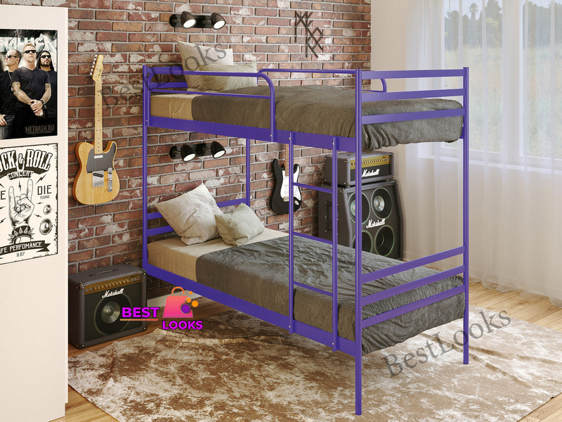 

Кровать металлическая двухъярусная 90x200 Метакам Оптима Дуо Фиолетовый