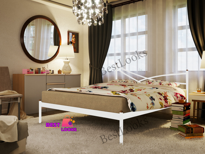 

Кровать металлическая полуторная 120х200 Метакам Лиана-1 Белый