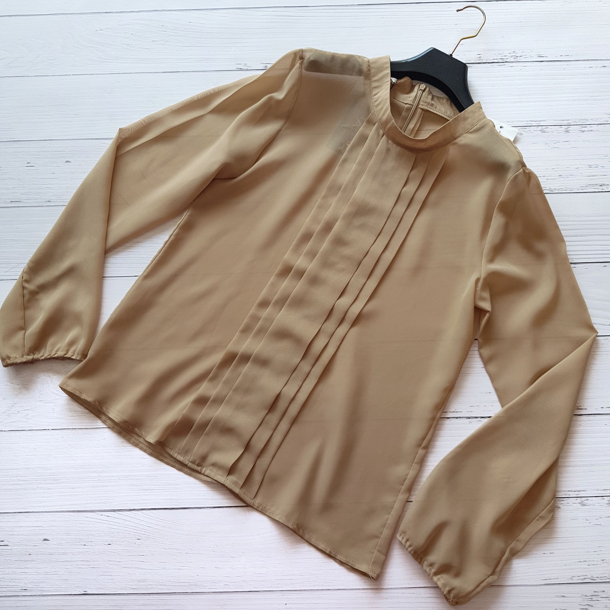 

Блузка шифоновая бежевая с длинным рукавом Gator 278 XL