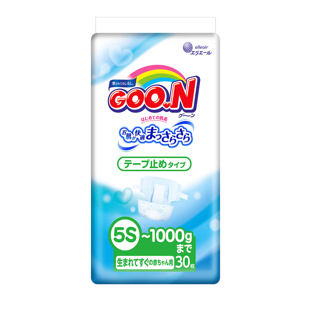 

Подгузники GOO.N для маловесных новорожденных до 1 кг (р. SSSSS, на липучках, унисекс, 30 шт)